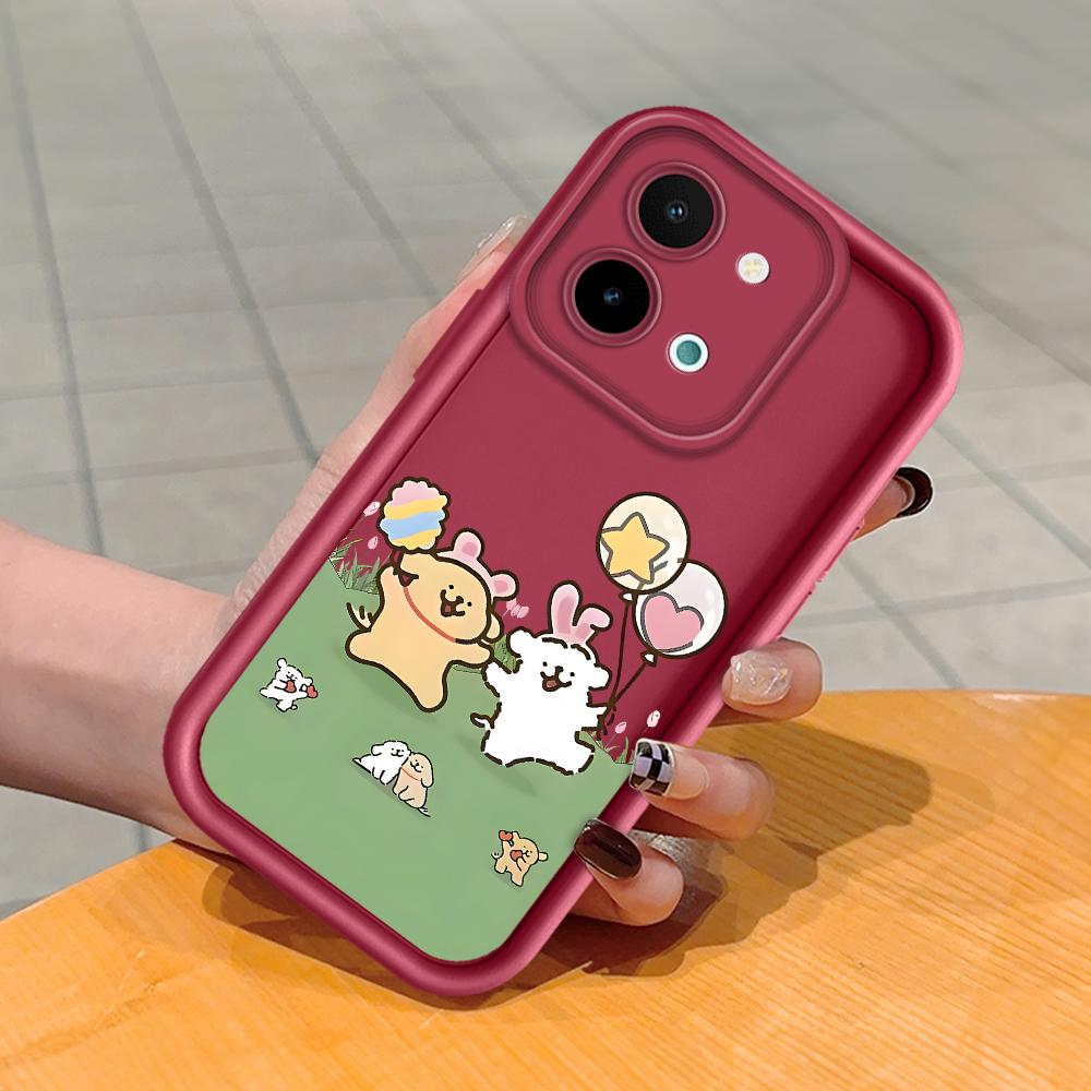 Для Huawei P50 Pro P40 Lite Honor 8X 9X X9 Tecno Spark Go Infinix Smart 8 Vivo V29 V30 Y02 Y16 мягкий силиконовый квадратный чехол для телефона с изображением мультяшных собак и воздушных шаров