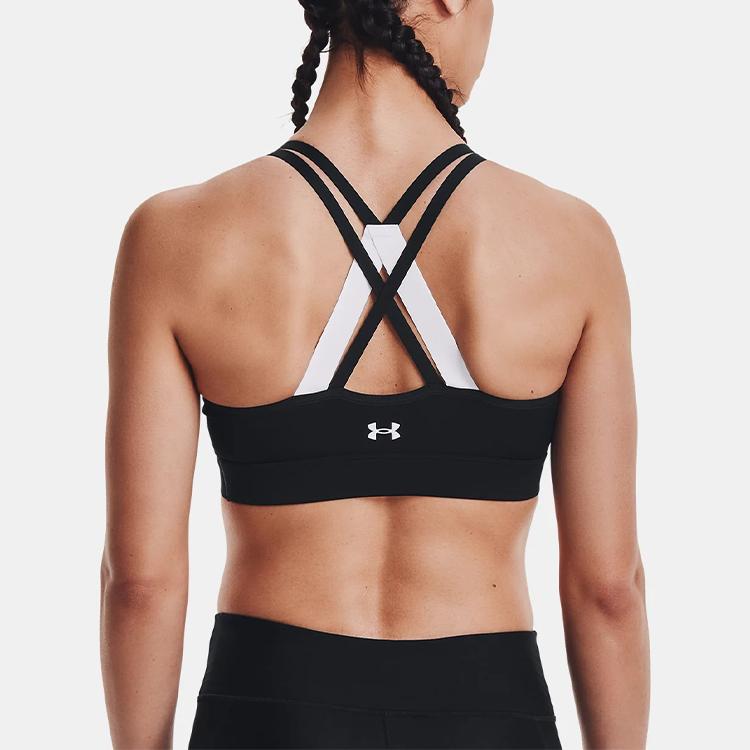 Under Armour Dfo Heatgear® Логотип с принтом цветных блоков средней интенсивности спортивный бюстгальтер женское нижнее белье черный 1362370-001