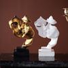 Silence Is Golden Couple Abstract Figure Sculpture Ornament Home Living Room TV Cabinet Decorations
