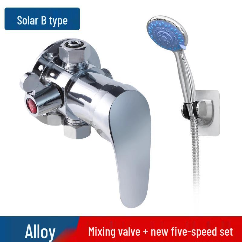 Exposed Shower Mixer Valve with Hot/Cold Faucet and Shower Head for Solar Heaters