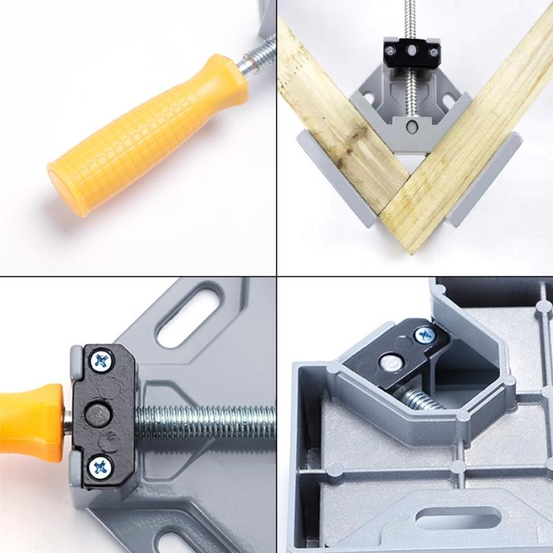 Easy To Use 90°Right Angle Clip for Woodworking Handcrafting Right Angle Clamp Reliable Steel Screw Comfortable Grip