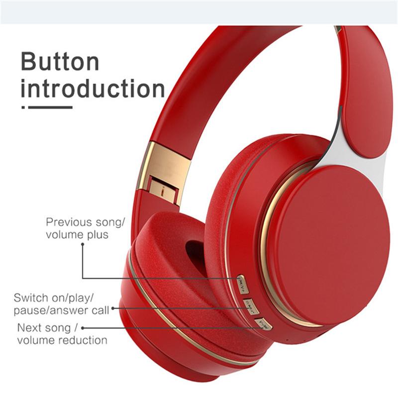 Wireless Bluetooth Headset Hifi Stereo Strong Bass Noise Cancelling Earphones Supoort Tf Card With Mic Deep Bass Headset