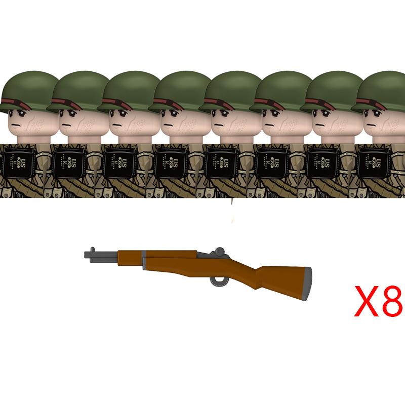 Вторая Мировая Война Американские Рейнджеры Военные Солдаты Строительные Блоки Армия США Пехота Медицинские Солдаты Шлемы Базука Оружие Кирпичики Игрушки