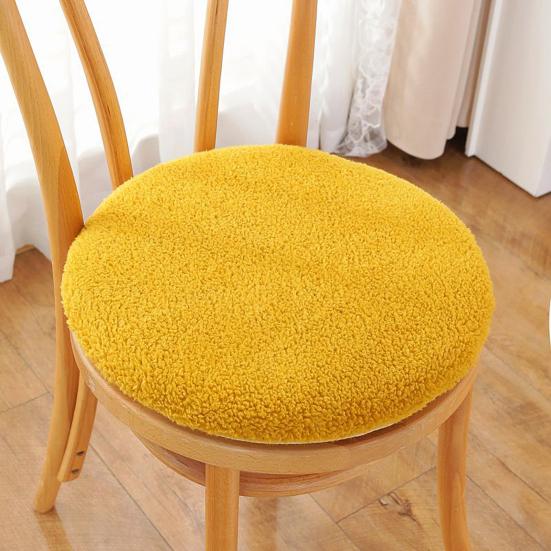 Fleece Round Chair Cushion Plush Faux Lambswool Seat Pad with Zip Winter