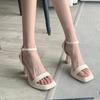 2025 Summer Word with High Heels Design Sense Niche Versatile Temperament Square Head Lady Style Fine Heel Sandals Women