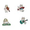 Guitar Women Suit Lapel Pins Violin Music Cat Badges Temperament Animal Theme Metal Pin  Girls