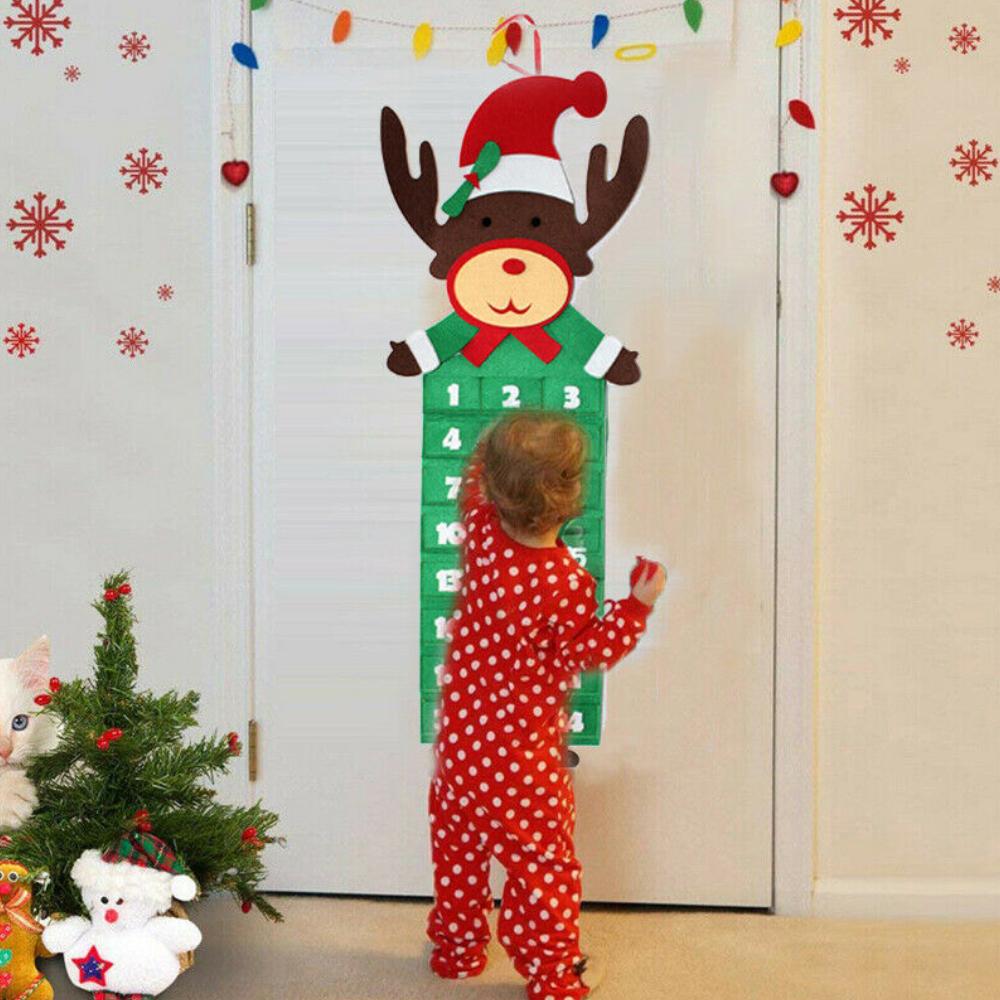 Большой рождественский адвент-календарь из фетра с карманами, товары для декора вечеринки в виде снеговика с Санта-оленем