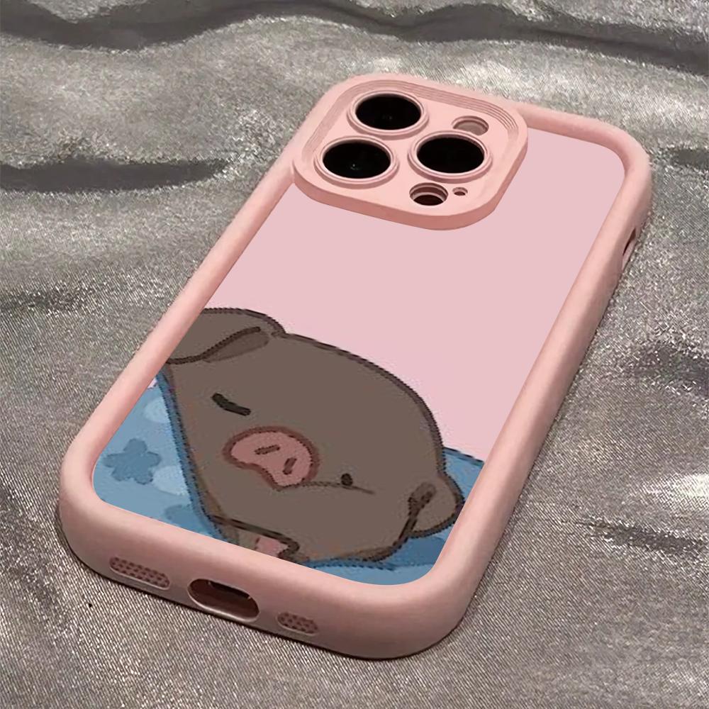 Милый чехол для телефона с рисунком черной свинки, подходит для iPhone 17 16 15 14 13 12 11 Pro/Max/Plus, противоударная задняя крышка