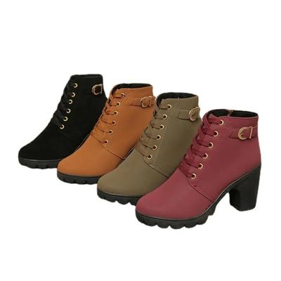 Женские туфли-лодочки Ботинки Высокое качество Шнуровка Европейские Новые Весенние Зимние Женские туфли ПУ Высокие каблуки Ботинки Быстрая доставка Ботинки на платформе