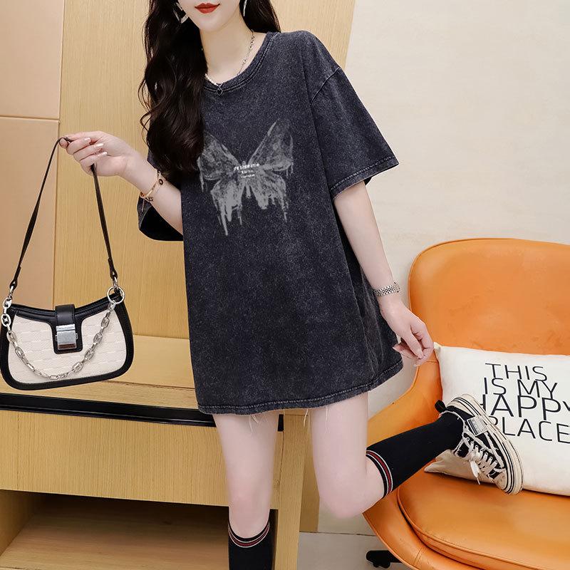 Женская свободная футболка с короткими рукавами Wash To Do Old, весенне-летняя футболка, топ