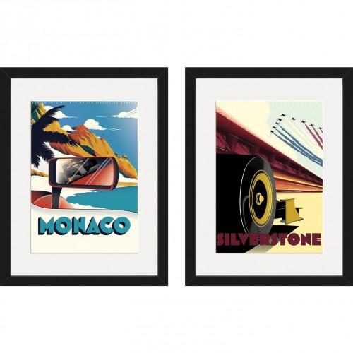 Zoom F1 Monaco Silverstone Framed Print Set (Pack of 2)
