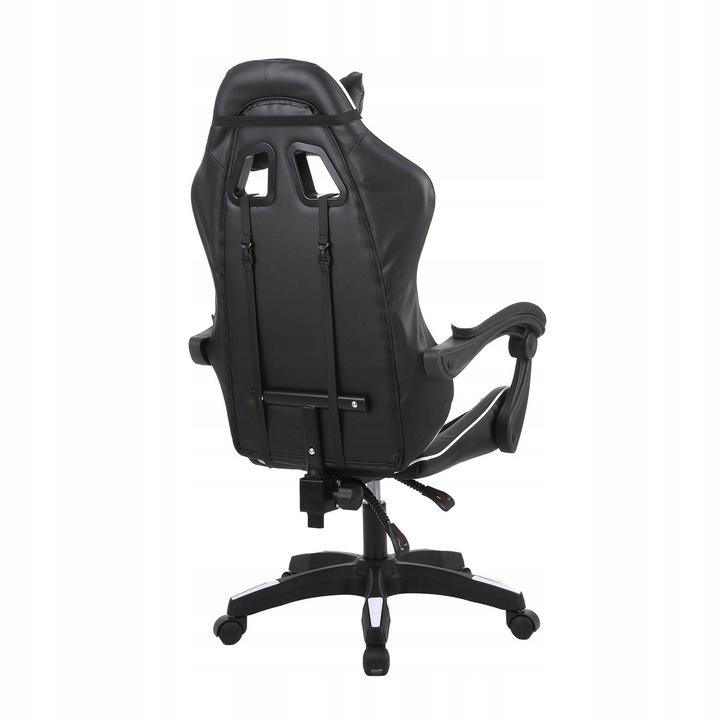 Fotel Gamingowy Ergonomiczny Obrotowy Ekoskóra Krzesło Biurowe Czarny Biały