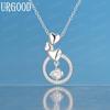 925 Sterling Silver Fashion AAA Zircon Heart Pendant Necklace Wedding Jewelry