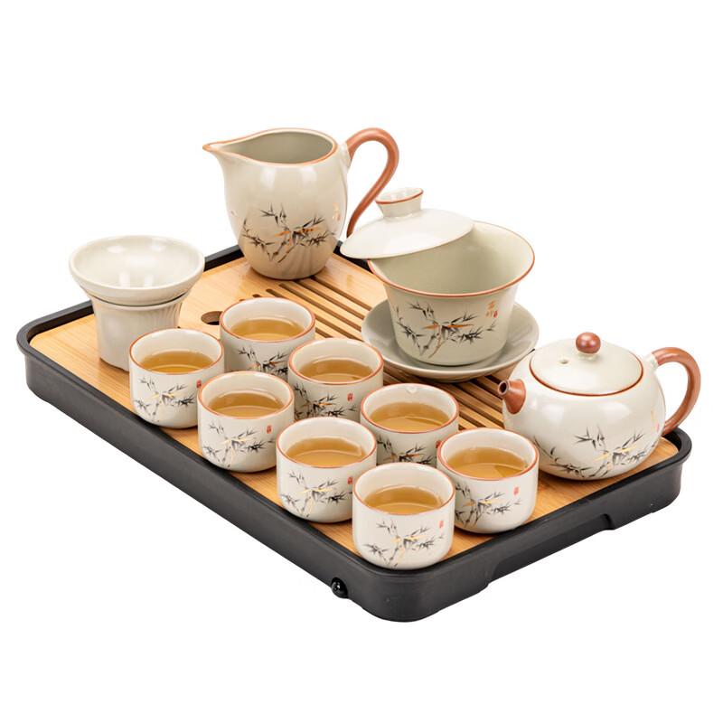 GOWKE Rich Bamboo Ru Kiln Kung Fu Tea Set