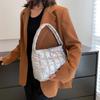 Embroidered Down Cotton Tote Bag Commute Puffy Bag Leisure Cotton-padded Handbag  Winter
