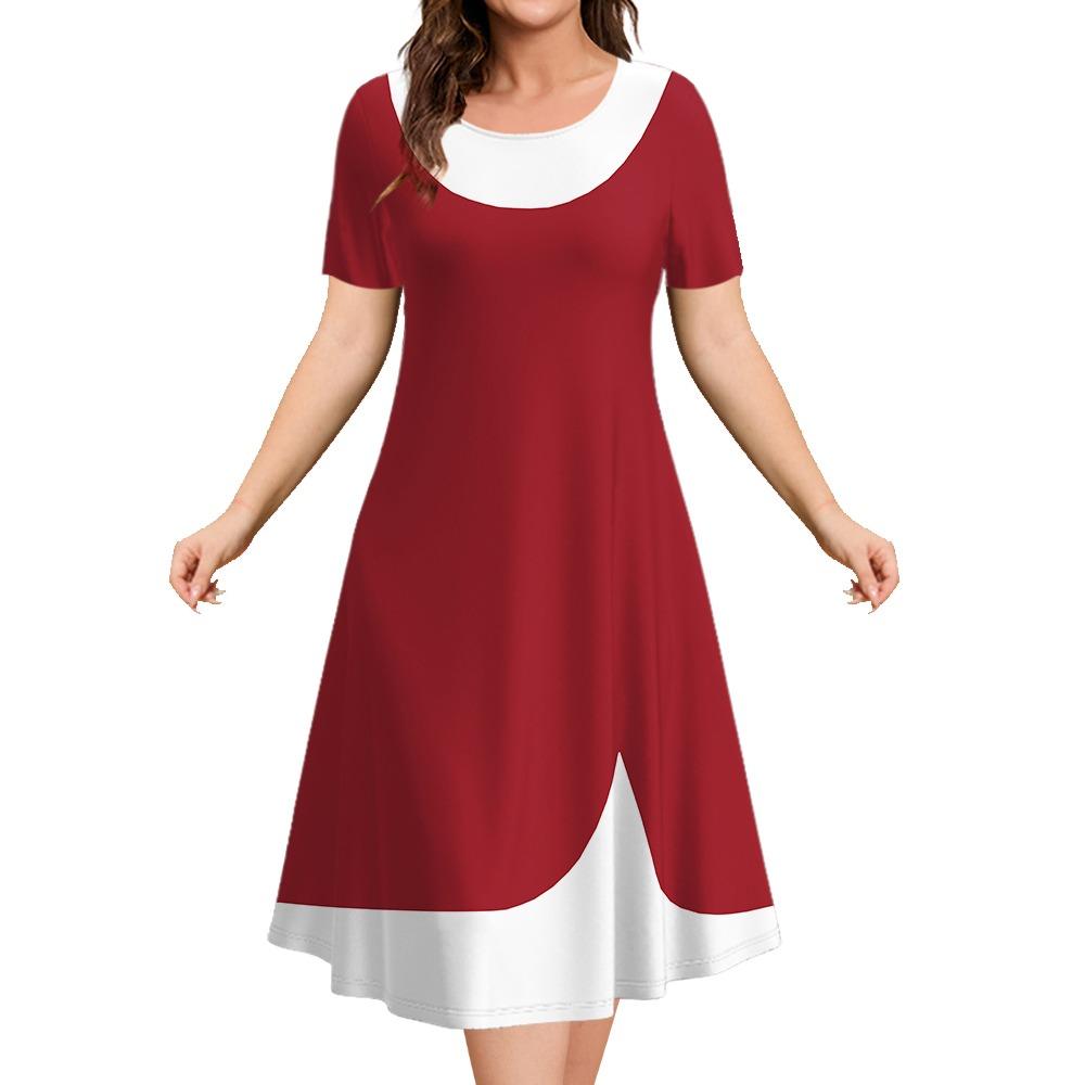 2025 Летние платья для женщин Лоскутный принт Короткий рукав Женская одежда Свободная юбка А-силуэта Элегантные и красивые женские платья