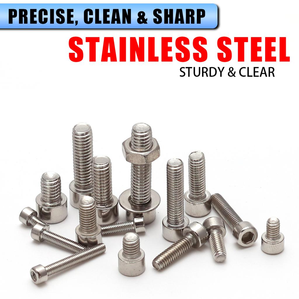 850 PCS Stainless Steel Hexagon Nut and Bolt Combination Set - Including Flat Washer Wrench - M3, M4, M5, M6 Hexagon Head, 4 Spe