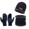 Suit Hat Men's Winter Scarf Gloves Three-Piece Set Neck Integrated Fleece Warm Winter Knit Hat