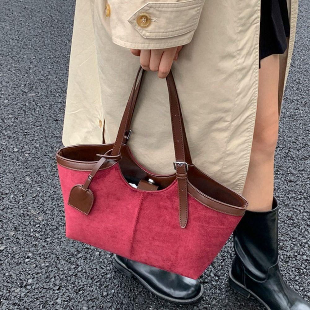 Tote Bag Matte PU Handbag Solid Color Underarm Packs Casual Suede Shoulder Bag Girls