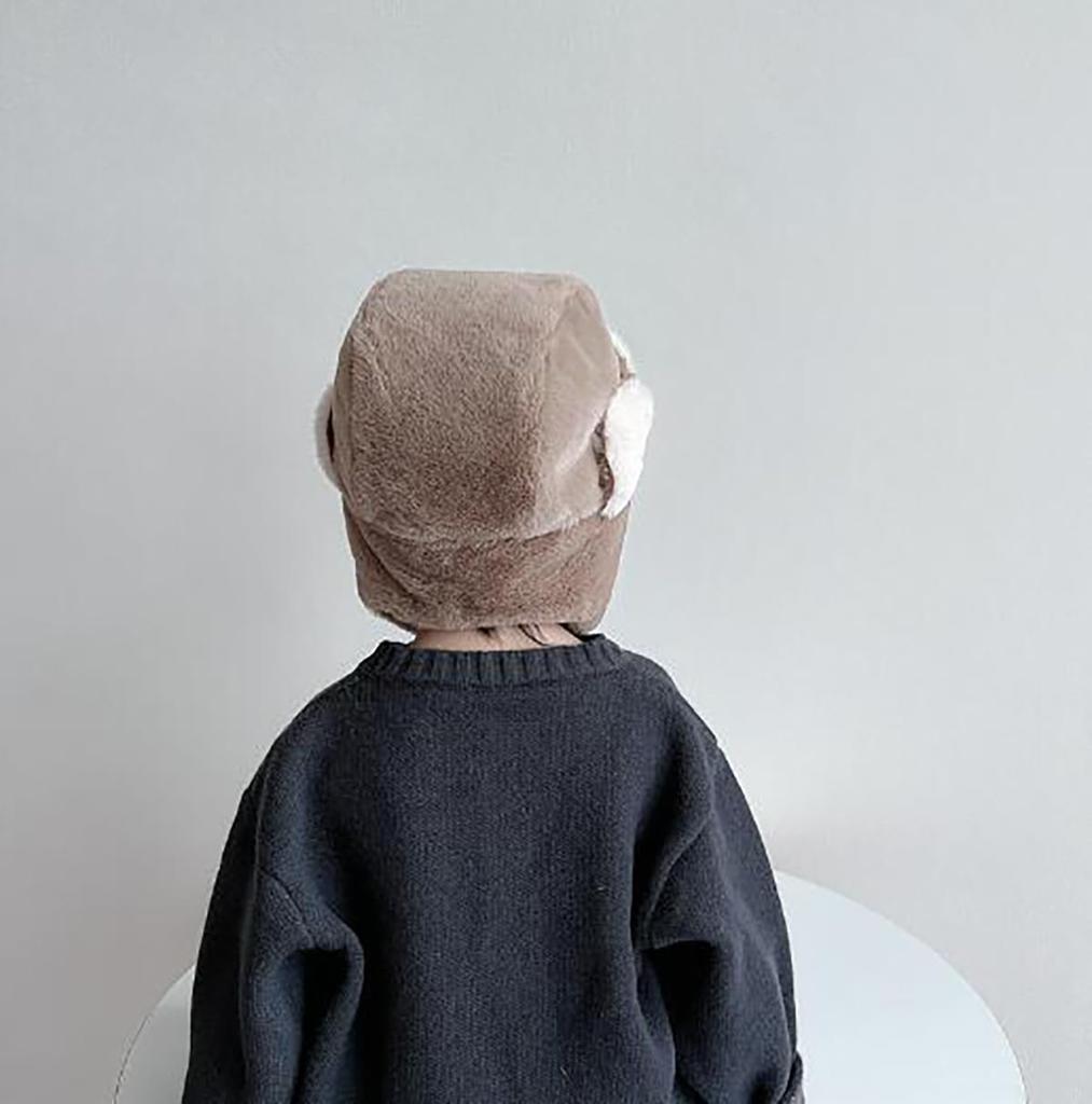 Afindern Flight Pilot Cap with Full Ages Perfect for and Outdoor Available In 3 Colors for Girls and Boys Kids' Cap, Earmuffs, Boa, Fluffy, Warm,