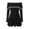 Za Export New Arrival Women's Clothing ZR Fashion Style Fashion off-Neck Lace Lace Slim Fit Patchwork Knitting Dress