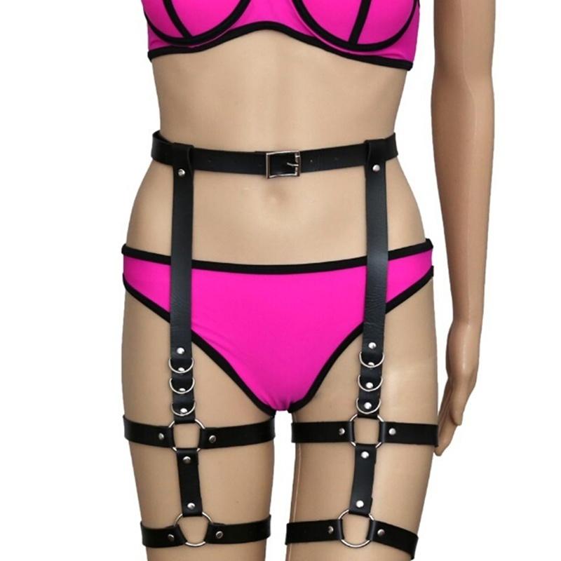 Сексуальные ремни-подвязки Harajuku ручной работы с розовым бантом, кожаные подтяжки, ремни с уплотнительным кольцом, ремень для ног