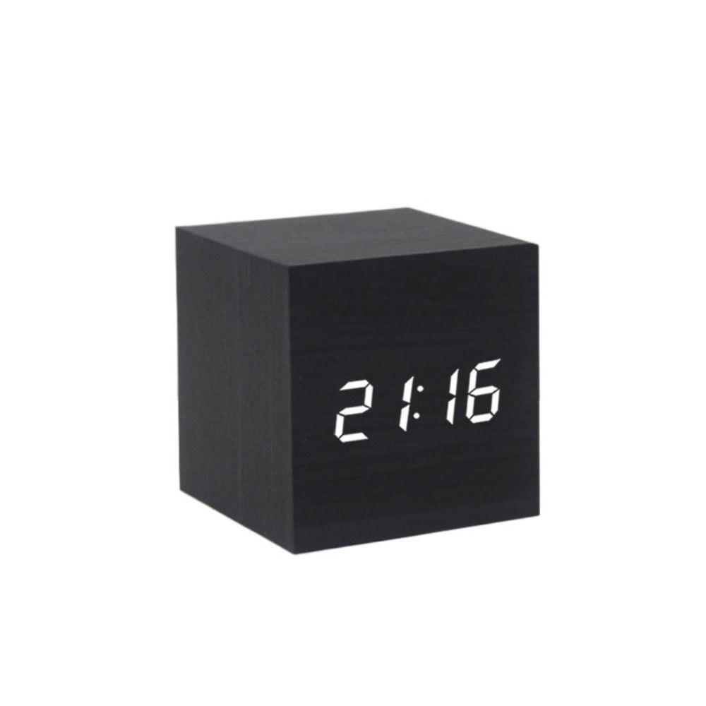 Wood Digital LED Alarm Clock Retro Desk Clock Art Ornaments Glow Clock School