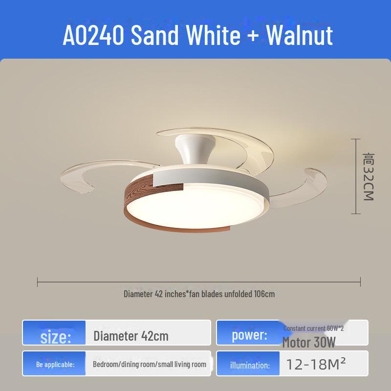 Современный потолочный вентилятор из орехового дерева с интеллектуальным преобразованием частоты для гостиной и столовой
