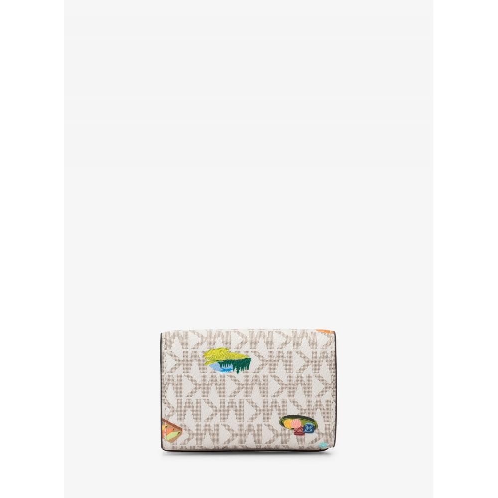 Michael Kors Greenwich Flap Trifold Xs WLt Mk Sig Lt Cream muLti 35f6ggrd0v2605