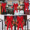 Red Christmas Bows Outdoor Decorations Large Christmas Tree Top Bow Velvet Wreath with Glitter Gold Edge Front Door Decoration
