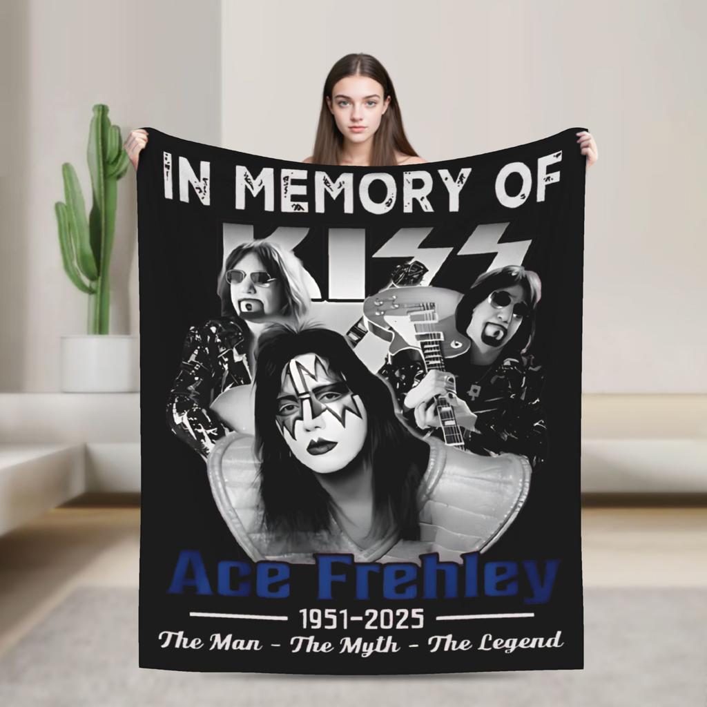 Ace Frehley RIP 1951-2025 Wool Blankets Kiss Band Custom Throw Blankets for Home 200x150cm Rug Piece,