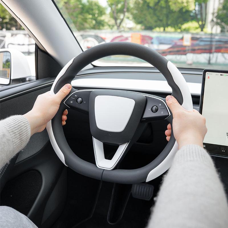 Steering Wheel Cover for Tesla Model Y Juniper 2026 Model 3 Highland Matte White Steering Wheel Trim Kit Protector Accessories