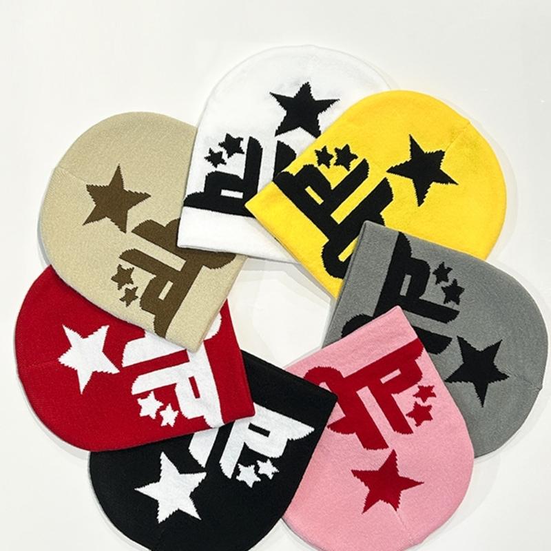 Повседневная жаккардовая шапка со звездами, вязаная ветрозащитная шапка для взрослых, осень-зима, для езды на велосипеде