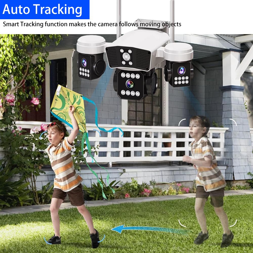 OKAM PRO Outdoor 3 Lens 3 Screen HD 15MP WIFI Camera Mobile Tracking Two-way Intercom Color Night Vision PTZ Security Camera