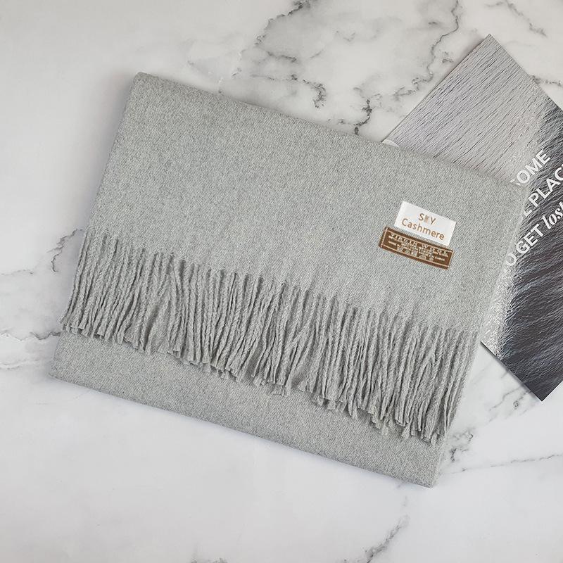 200 * 70 см толстый однотонный женский кашемировый имитационный шарф для зимы роскошная женская шерстяная шаль