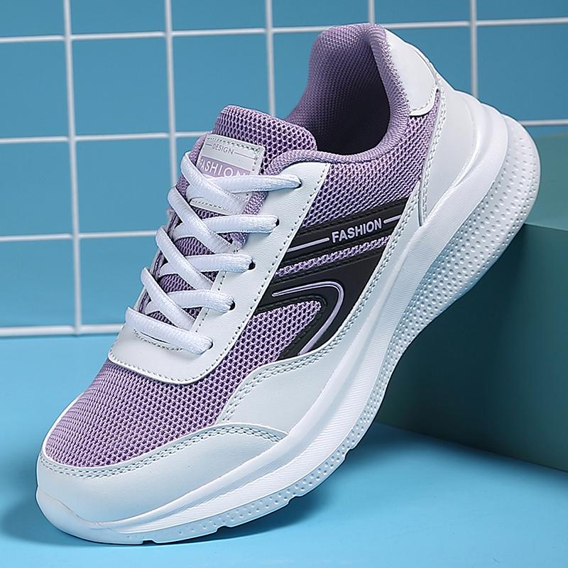Purple Sports Shoes for Women In Spring and Summer Lightweight Non Slip Shock Absorbing Student Running Shoes Mother Soft Soled