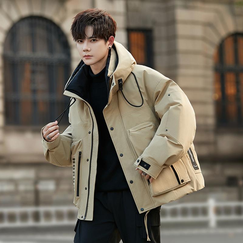 Down Jacket Men's Short Winter Winter Winter Hooded Casual Warm Cold Duck Down Handsome