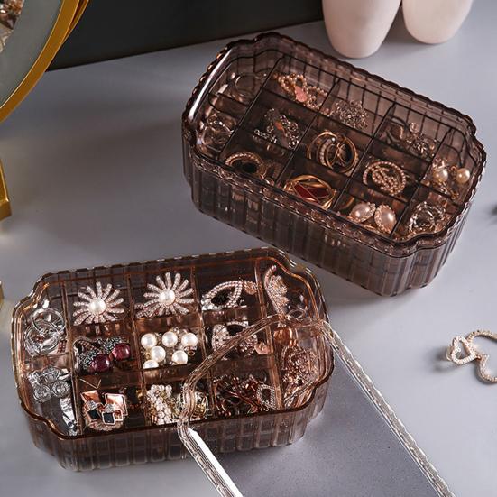 Transparent Jewelry Storage Box Large Capacity Multi-layer Dustproof Earrings Rings Container Desktop Jewelry Organizer Case