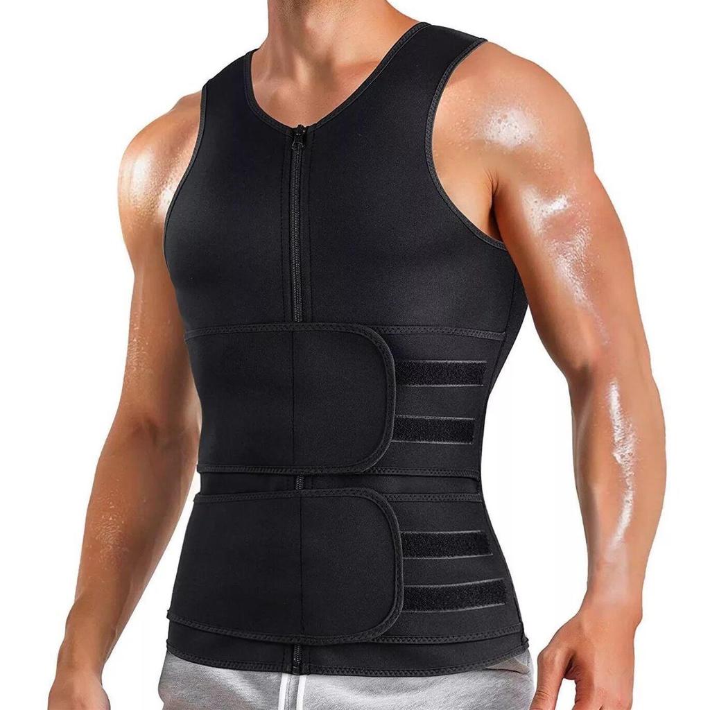 Men's Dual Belt Sweat-Enhancing Shapewear Vest Corset for Sports & Waist Training