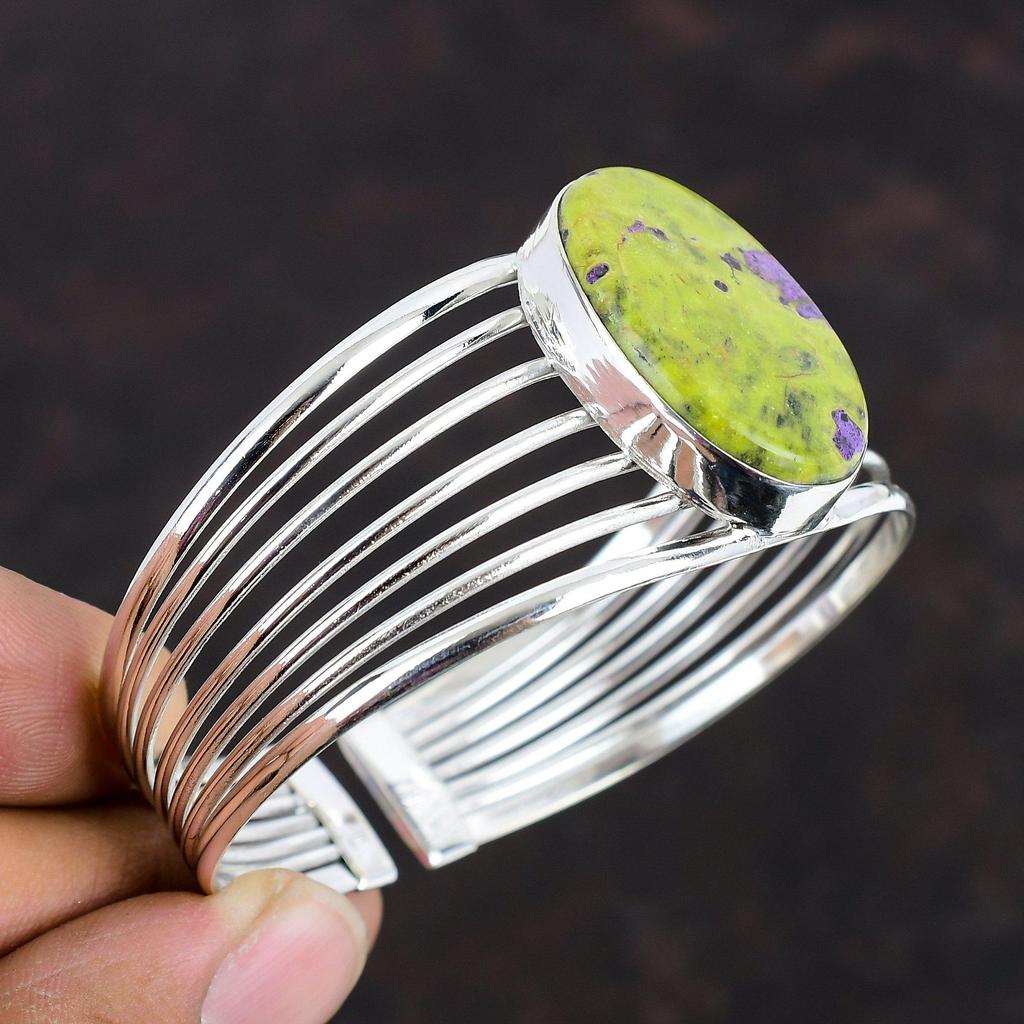 Stichtite Cuff Bracelet Gemstone Jewelry Adjustable Bangle 925 Sterling Silver Cuff Bracelet Handmade Bangle Stichtite Jewelry Gifts For Him