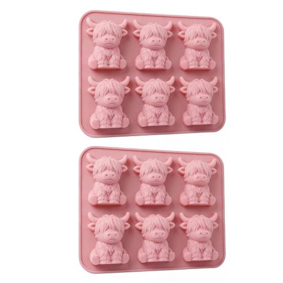 Highland Cow Silicone Ice Cube Tray Food-Grade 3D Mold for Whiskey Cocktails Easy-Release Mini Cow Chocolate Candy Molds for Baking Gummies Fudge