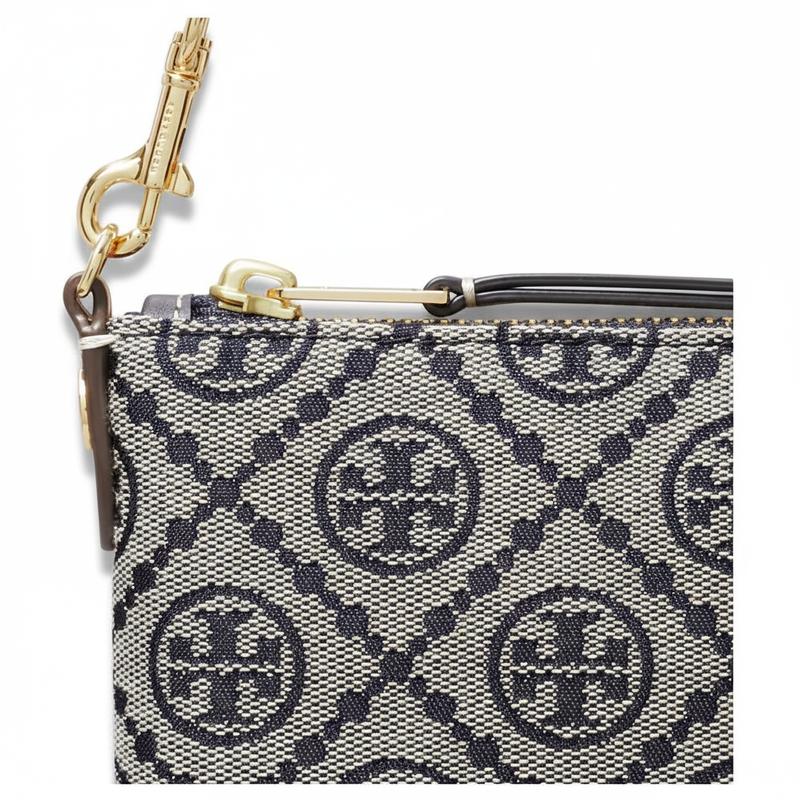 TORY BURCH T Monogram Zip Closure Cotton Shoulder Bag Mini Women's Tory Navy 179962-405