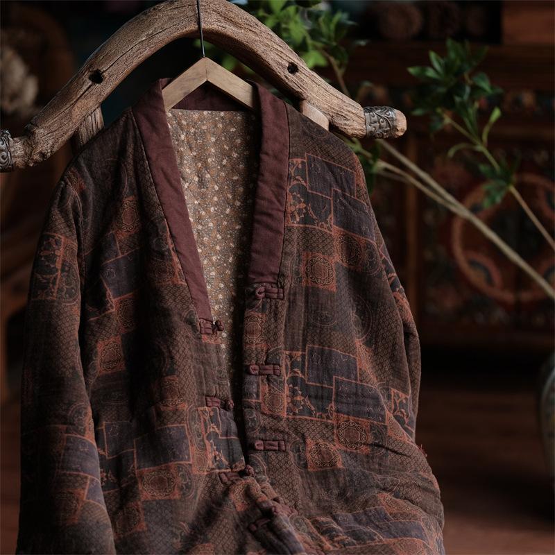 Johnature Женские винтажные зимние парки с v-образным вырезом и пуговицами, хлопковые пальто с длинными рукавами, женские длинные парки в китайском стиле