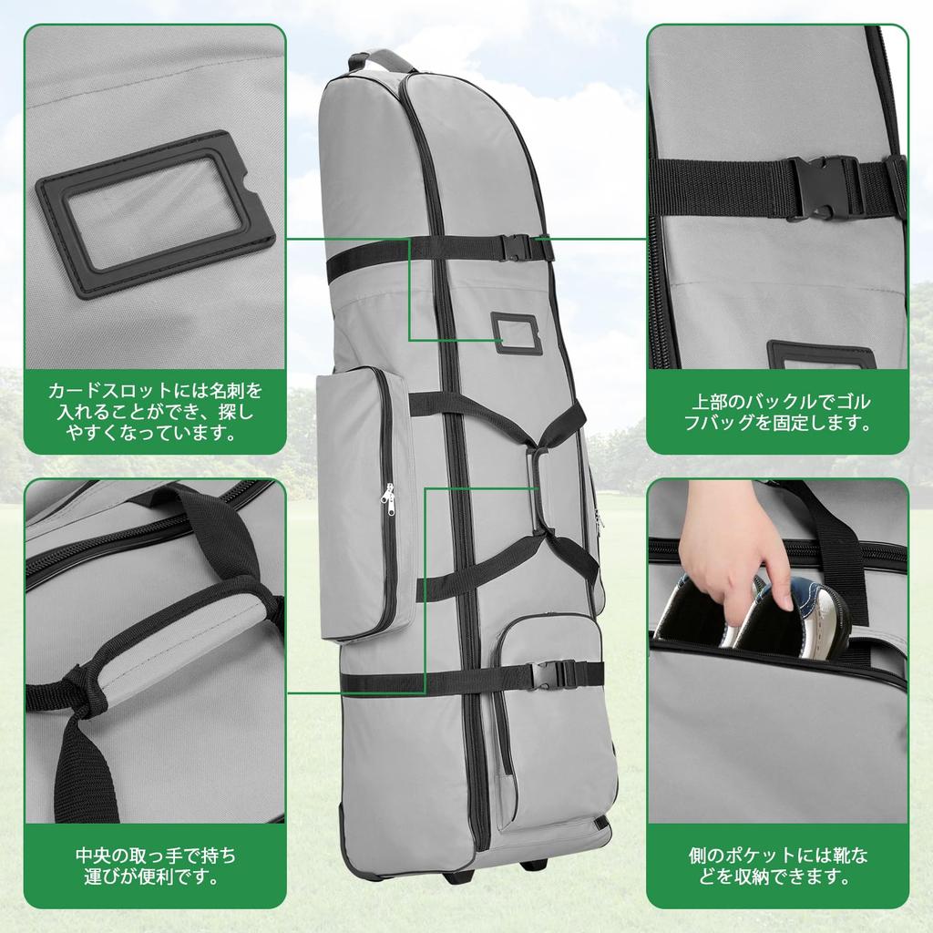 Iptienda Golf Bag Cover with Fits Up To 900D Golf Travel Golf Airline Bag Wheels, 9.5 Inch, Cover, (Grey)