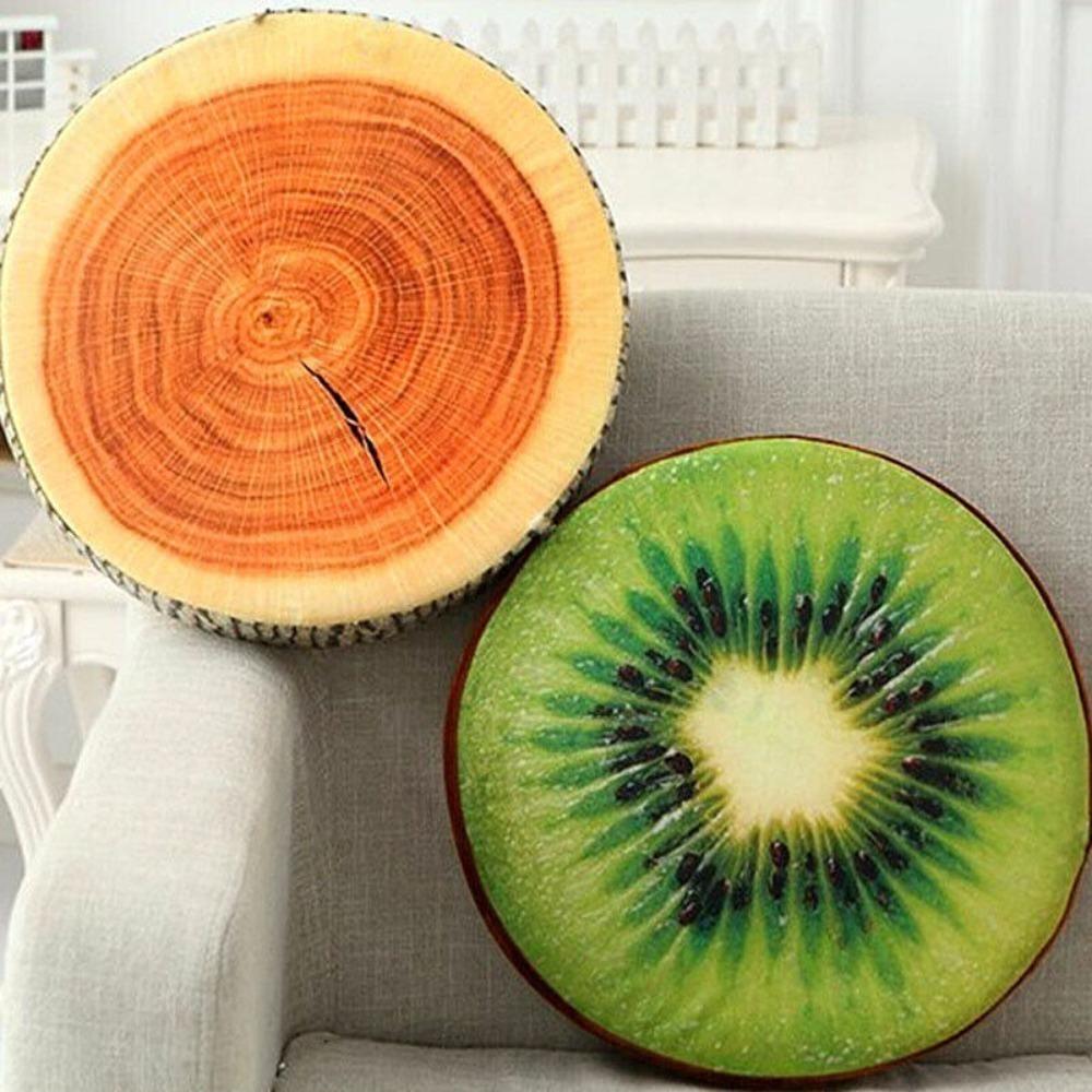 Round Fruit Pillow Fruit Slice Print Throw Pillow Creative Sofa Cushion Bedroom Use