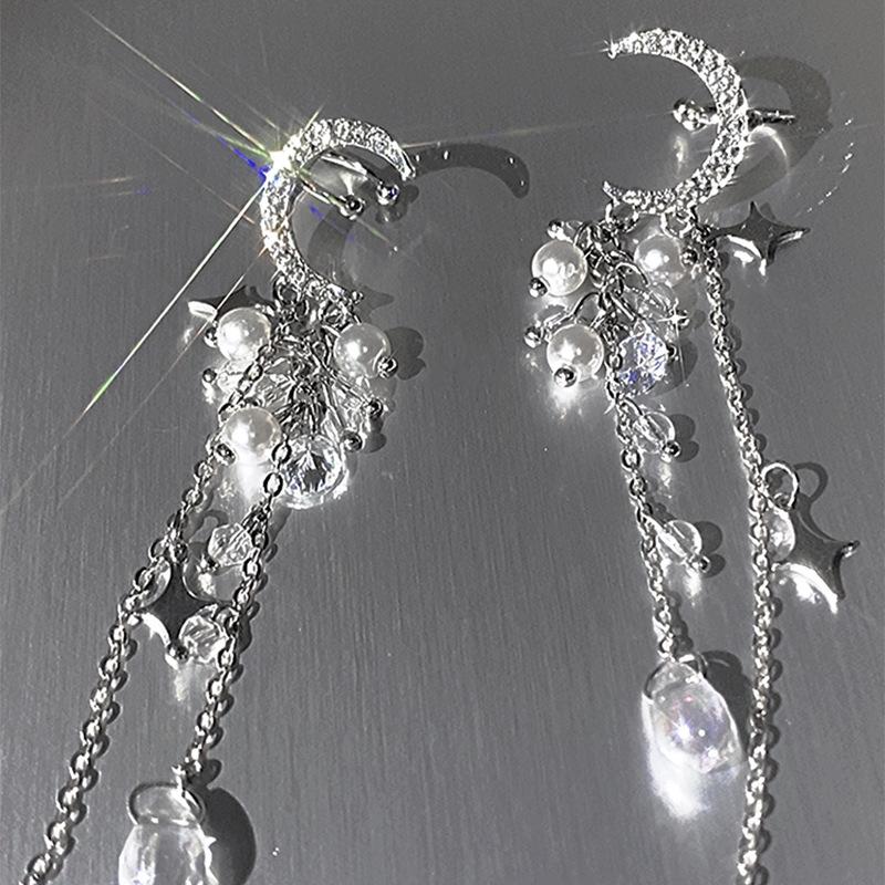 Moon Star Water Drop Fringe Ear Bone Clip Super Immortal Temperament Advanced Ear Clip Fashion Light Luxury Earrings