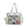 Сумка-тоут Jan étoile Ita Bag, Дизайн с лентами, Большая, Блестящая, Женская, Большой вместимости, Прозрачная сумка через плечо, Стильная, Милая (белый)