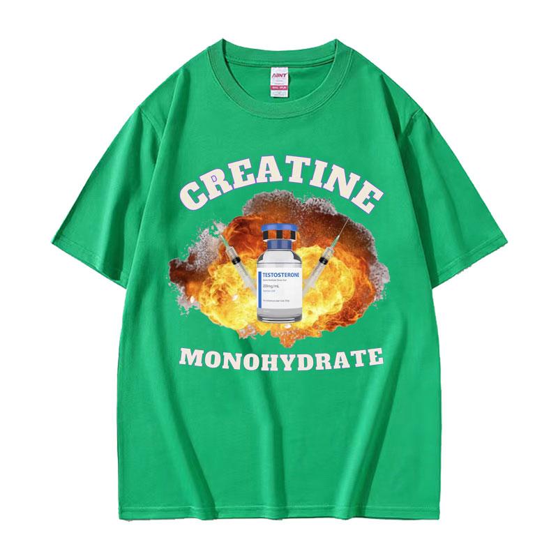 Funny Gym Pumpcover Creatine Monohydrate Meme T Shirt Men's Harajuku Gothic Clothes T-shirt Unisex 100% Cotton Short Sleeve Tees