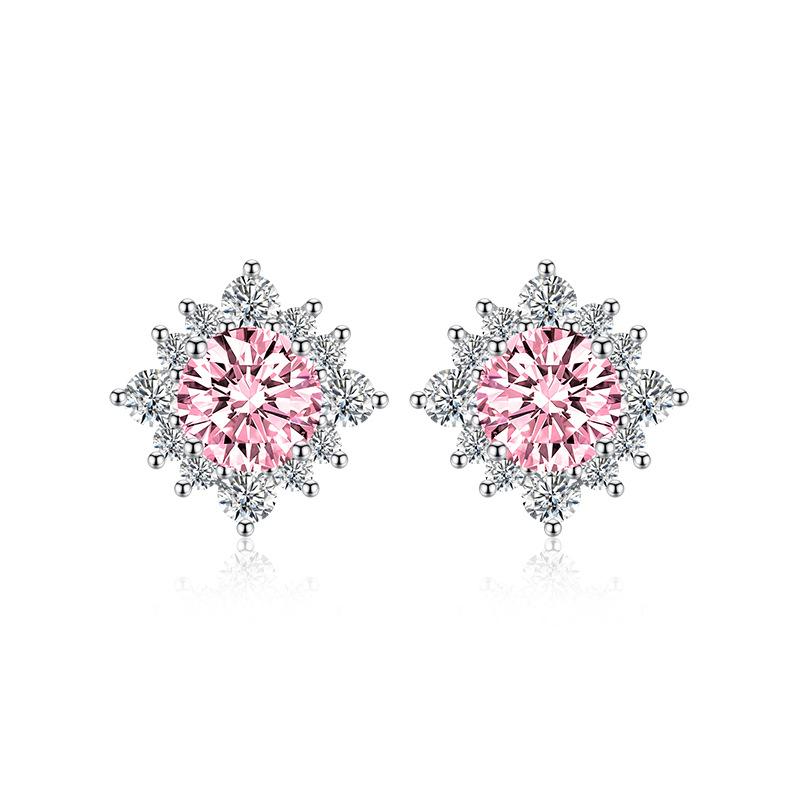 BELLA BOX Серьги-гвоздики с иглой и солнцем, женские корейские модные новые красочные ювелирные серьги с желтым бриллиантом и розовым бриллиантом