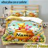 3PCS Custom Name Cartoon Bear Bedding Set, Bedding Set Including 1pc Duvet Cover And 2pcs Pillowcases for Bedroom,Dormitory Gift